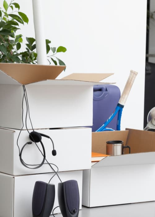 Moving boxes with employee supplies